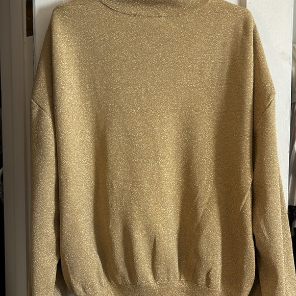 Zara Knit Bomber Cardigan with Gold Metallic Thread. Size Large. - Picture 5 of 5